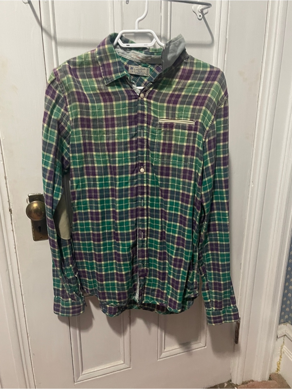 Scotch & Soda Green and Purple Plaid Button-Down Shirt